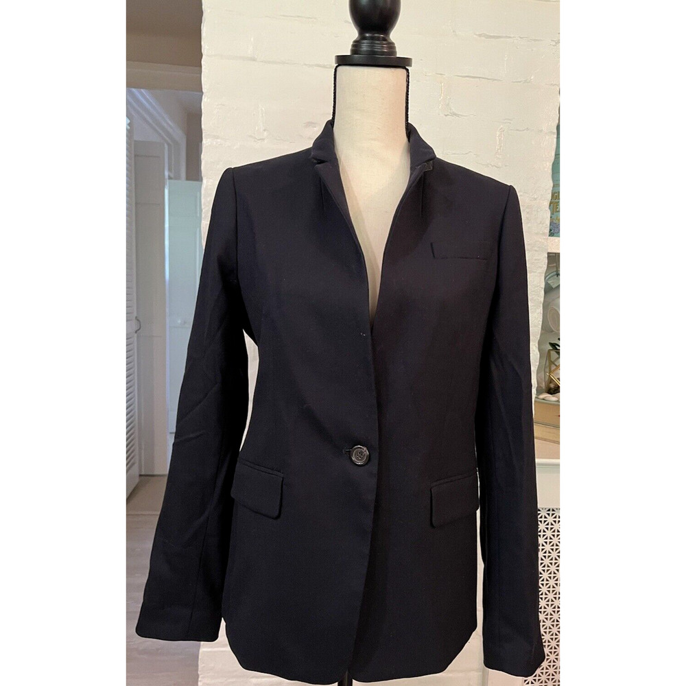J Crew Regent Blazer Jacket NAVY BLUE Wool Flannel - 1 Button Notch/Lapel Size 6